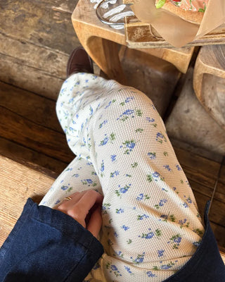 2-way hem flower waffle easy pants
