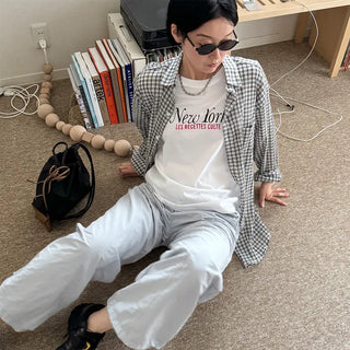 Checked sheer shirt