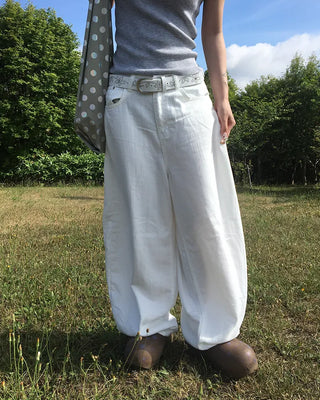 Hip Wing Stitch Summer Balloon Cotton Pants