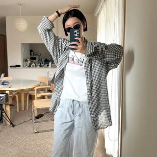 Checked sheer shirt