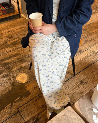 2-way hem flower waffle easy pants