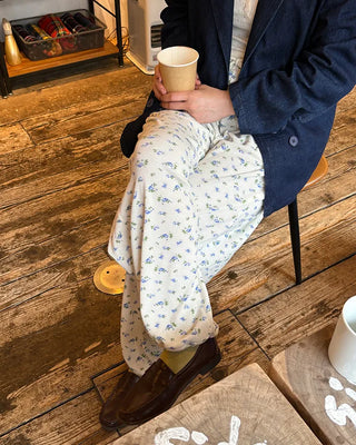 2-way hem flower waffle easy pants