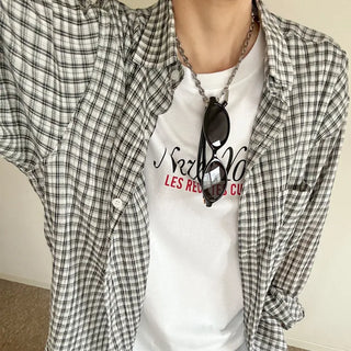 Checked sheer shirt