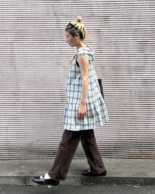 Scarf set check seersucker mini dress