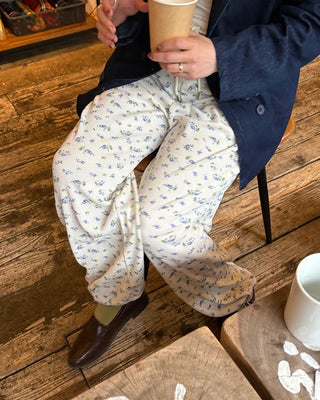 2-way hem flower waffle easy pants