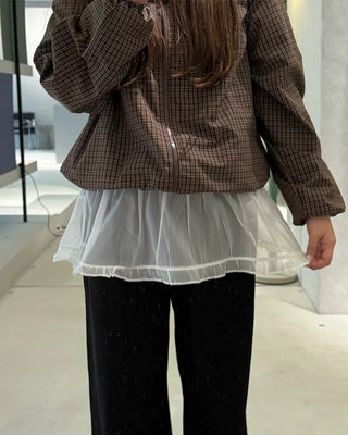 Elastic waist layered flared skirt