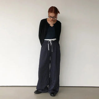 Striped two-tone slacks