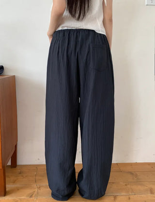 Nylon two-tone wide-leg pants