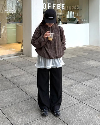 Checked double-zip windbreaker
