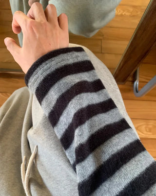 (Unisex) Striped brushed long-sleeve T-shirt