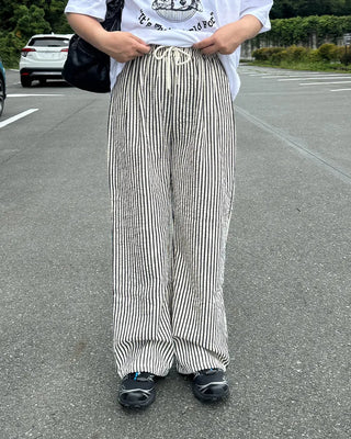 Striped elastic waist pants