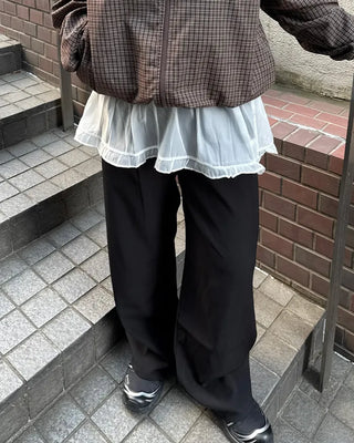 Elastic waist layered flared skirt