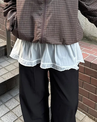 Elastic waist layered flared skirt
