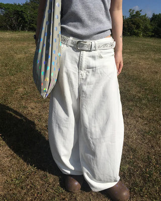 Hip Wing Stitch Summer Balloon Cotton Pants