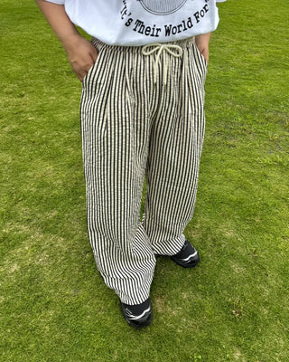 Striped elastic waist pants