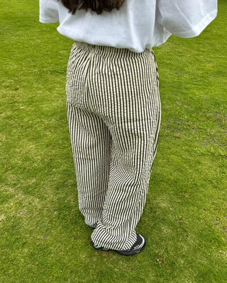 Striped elastic waist pants
