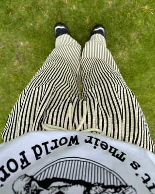 Striped elastic waist pants