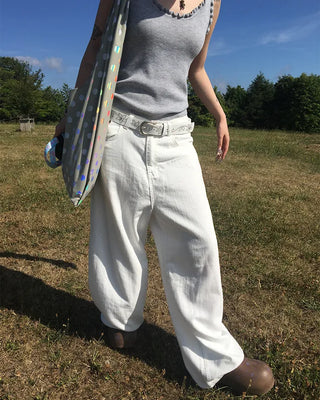 Hip Wing Stitch Summer Balloon Cotton Pants