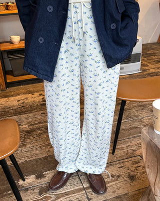 2-way hem flower waffle easy pants