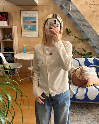 Side-button pointe cardigan