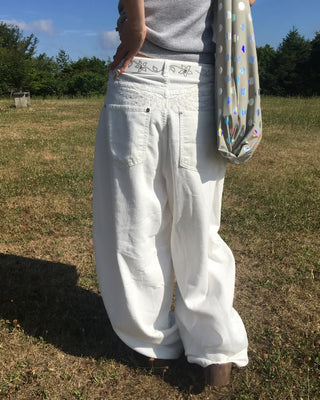 Hip Wing Stitch Summer Balloon Cotton Pants