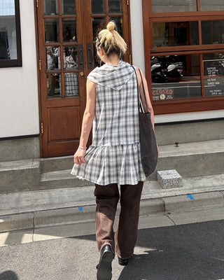 Scarf set check seersucker mini dress