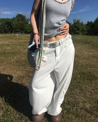 Hip Wing Stitch Summer Balloon Cotton Pants