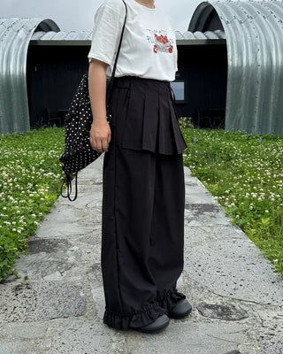 Layered ruffle skirt pants