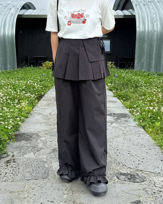 Layered ruffle skirt pants