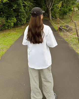 Striped elastic waist pants