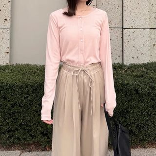 Semi-Closet Fit Round Neck Cardigan