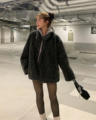 Boa Button Half Coat