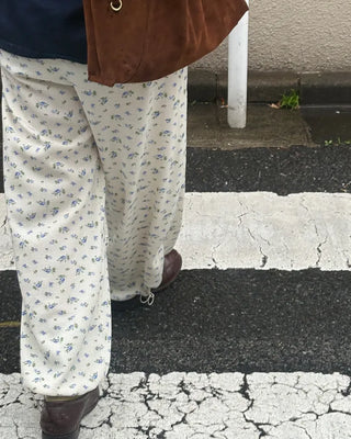 2-way hem flower waffle easy pants