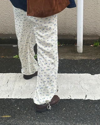 2-way hem flower waffle easy pants