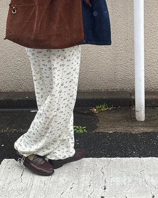 2-way hem flower waffle easy pants