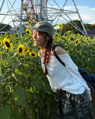 2-way loose sheer summer knit T-shirt