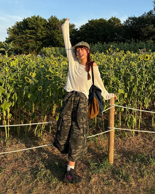 2-way loose sheer summer knit T-shirt
