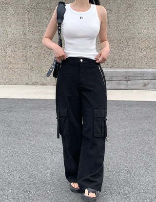 Cotton strap cargo pants (3 colors)
