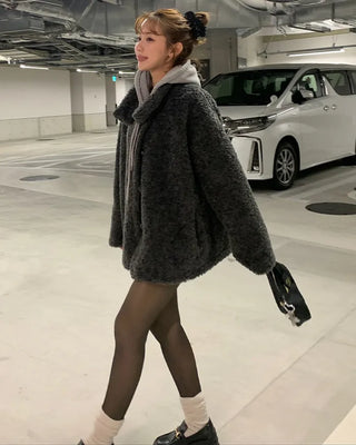 Boa Button Half Coat