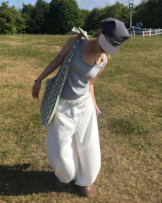 Hip Wing Stitch Summer Balloon Cotton Pants