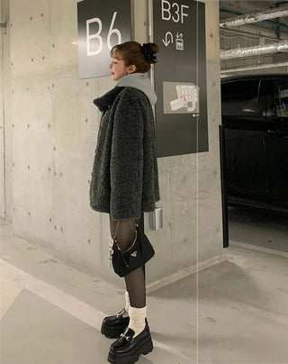 Boa Button Half Coat