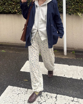 2-way hem flower waffle easy pants