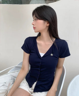 Pendant short-sleeved cardigan