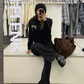 Polka Dot Denim Wide Pants