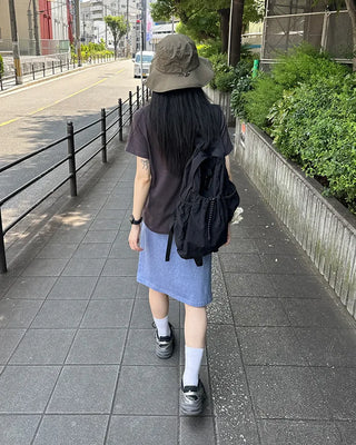 Striped midi skirt