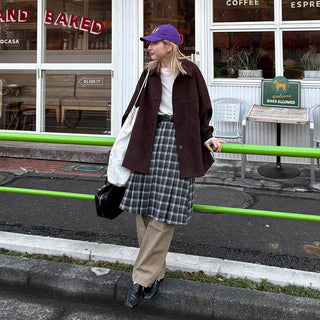 Suede Collar Neck Mid-Length Jacket