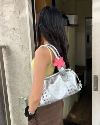 Studded belt leather tote bag