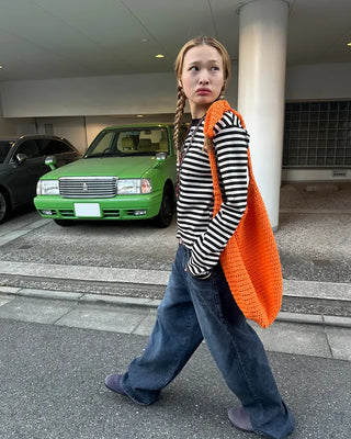 Striped semi-cropped long-sleeve T-shirt