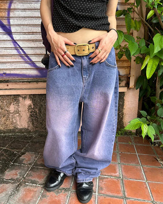 (ORIGINAL) Loose-fit denim pants (purple)