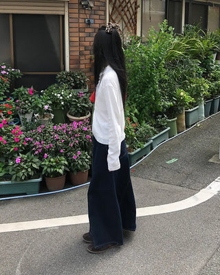 Maxi Slit Denim Long Skirt